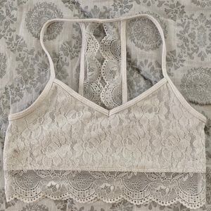 Abercrombie Kids 9/10 White Lacy T-back Bra